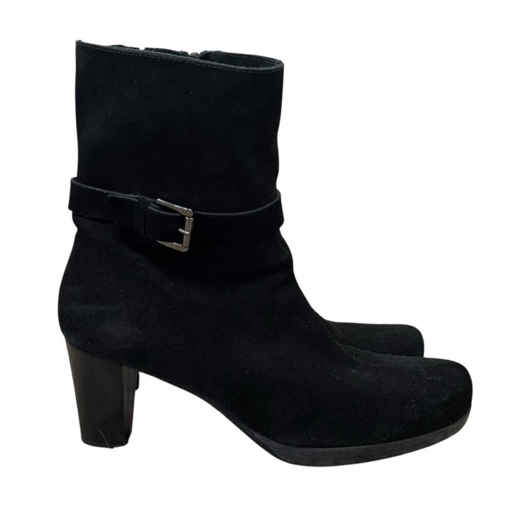LA CANADIENNE Beverley Waterproof Suede Mid Calf Platform Boots Black Size 11